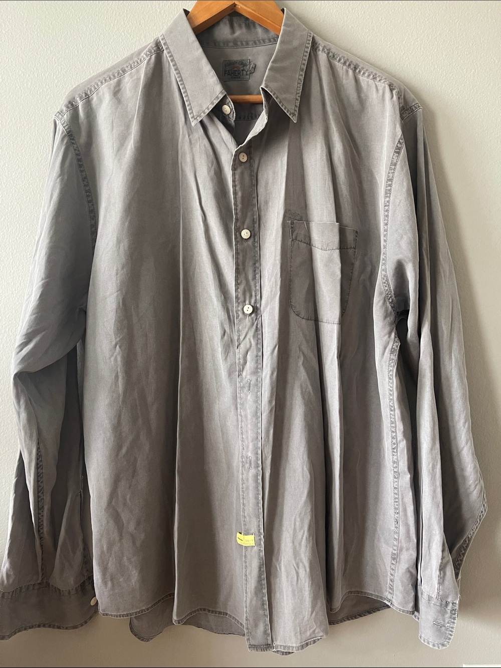 Faherty Men's Light Gray Long-Sleeve Button-Down Shirt XL